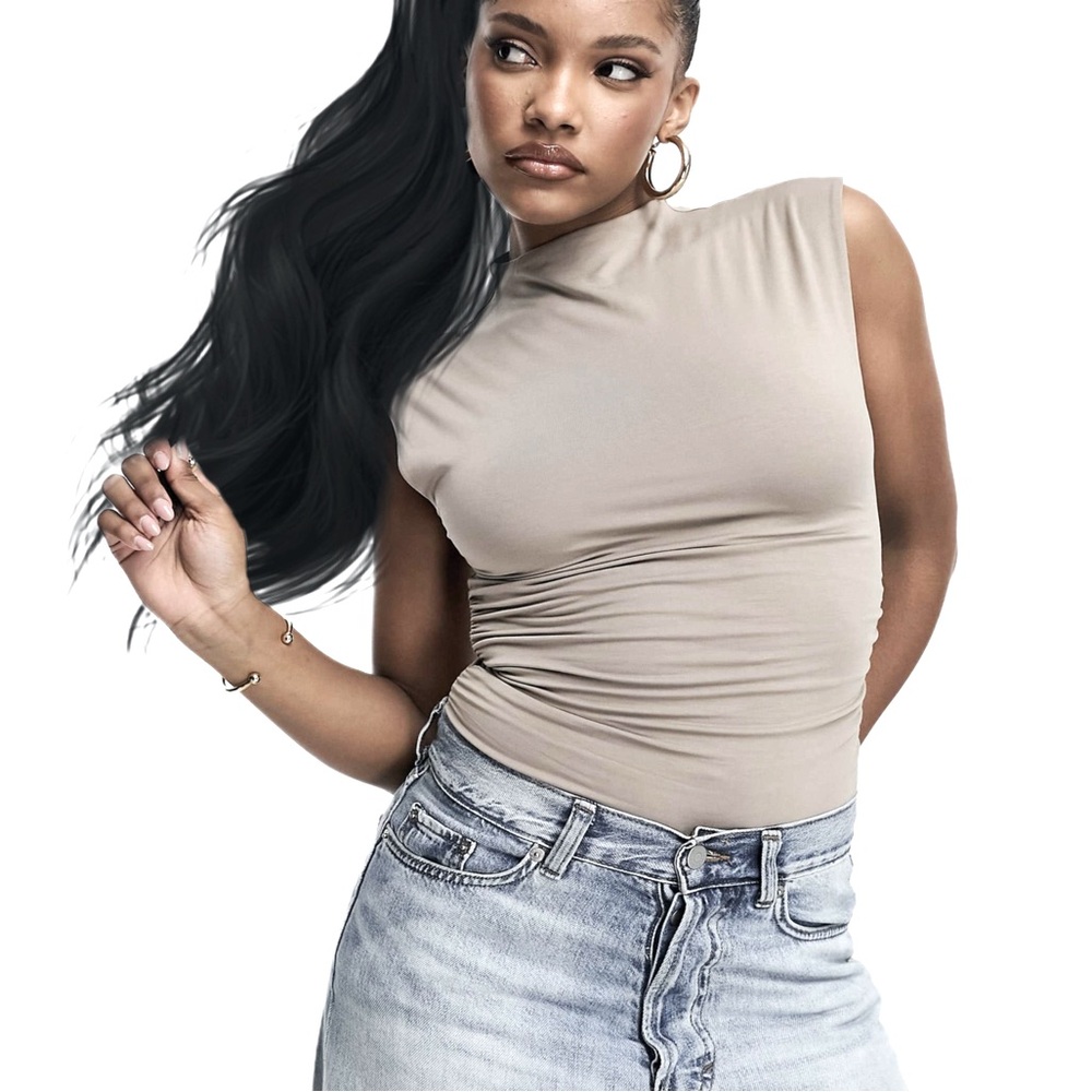 Abercrombie & Fitch Nude Soft Matte Sleeveless Bodysuit
